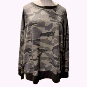 Splendid Camo Crew Neck Soft Knit Sweatshirt Olive Green-Women’s-Size-Large-EUC